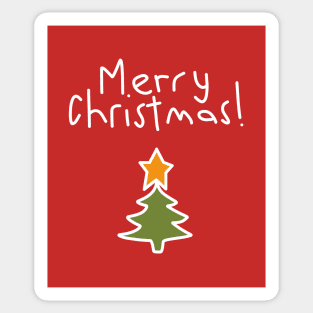 Merry Christmas Tree White Line Graphic Sticker